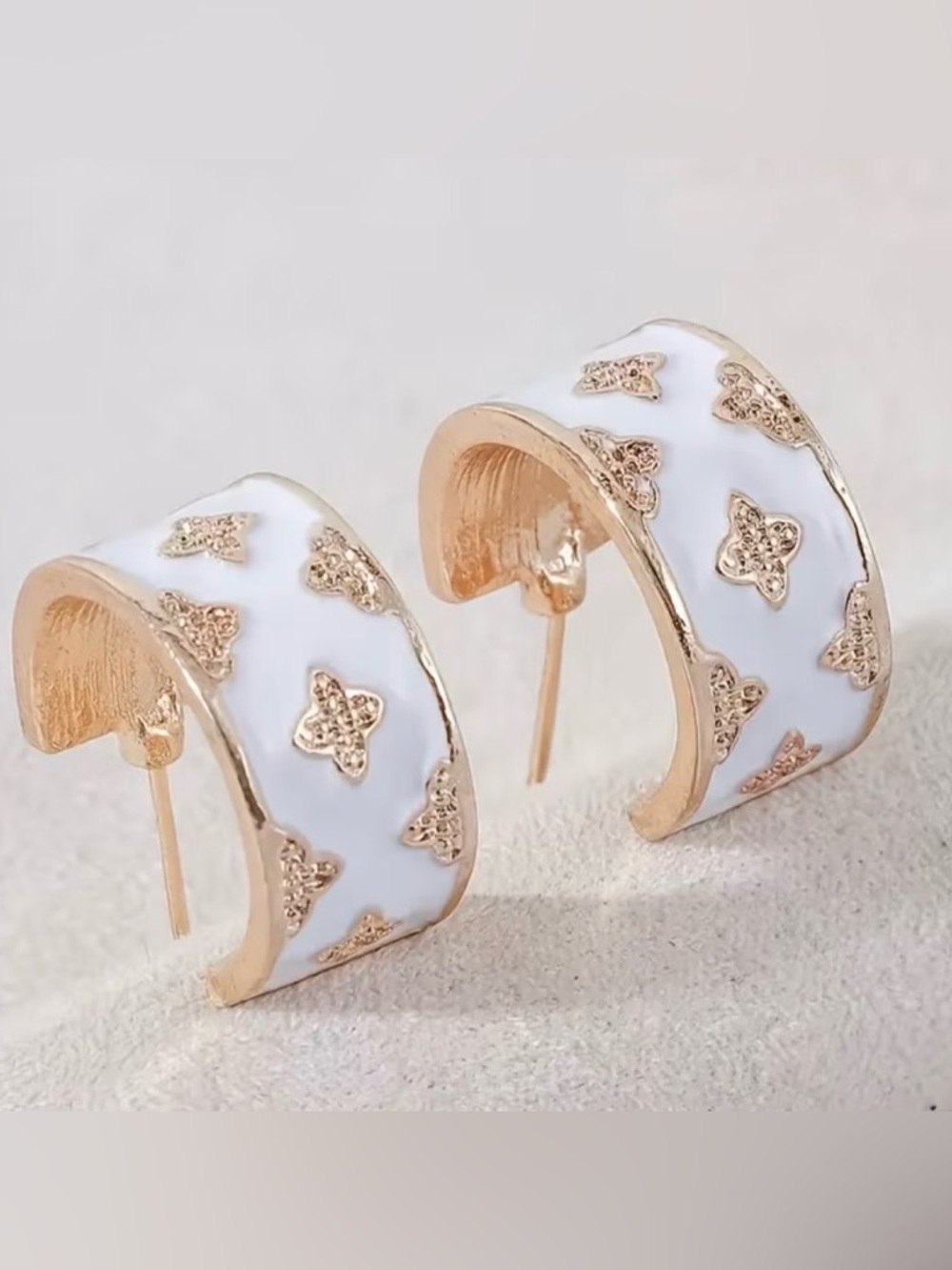 Enamel and Gold Hoop Earrings* - Picture 3 of 3